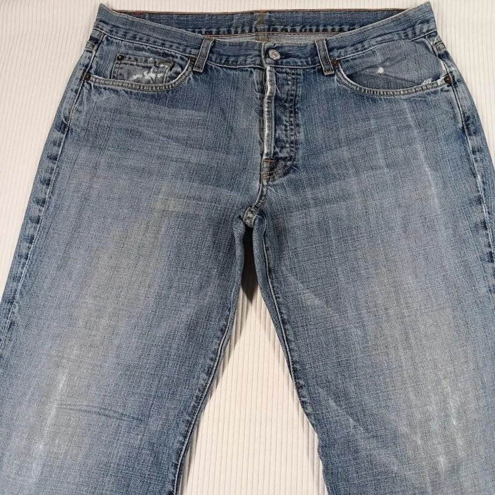 7 For All Mankind Jeans Mens 36x31 Blue Medium Wash Relaxed Straight Denim Pants